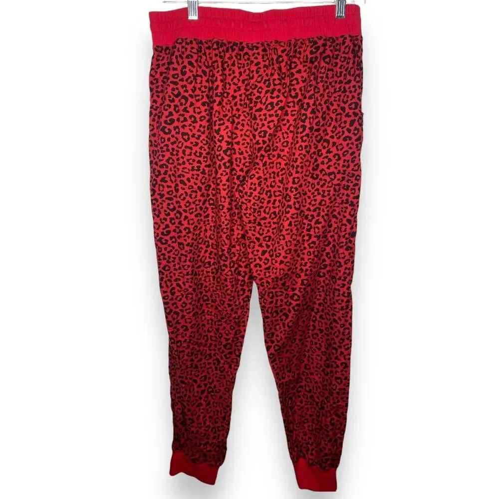 Jasmine + Ginger Red black Cheetah Joggers Pajama Pants Medium